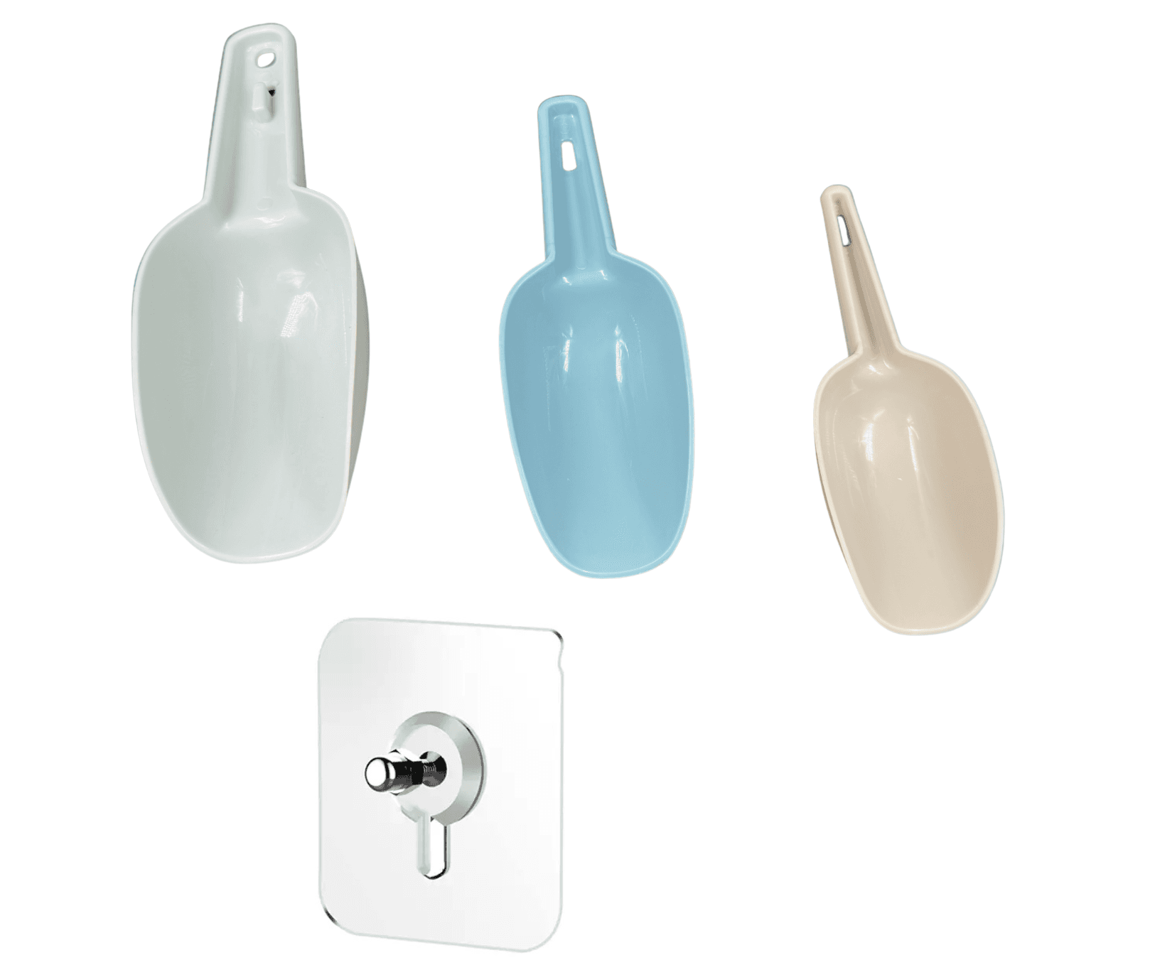 WoIoT 3-Piece Kitchen Scoop Set for Dry Groceries (Multicolor)