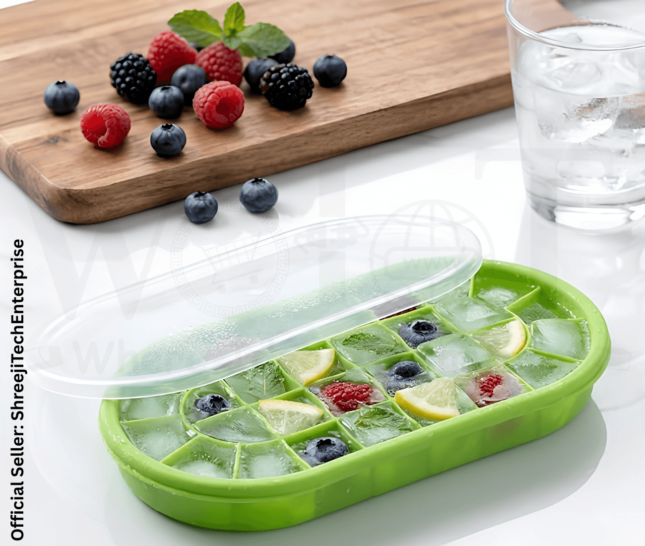 WoIoT Pop-Up Silicone Ice Cube Tray Set (2 Pcs) with Lids image 4