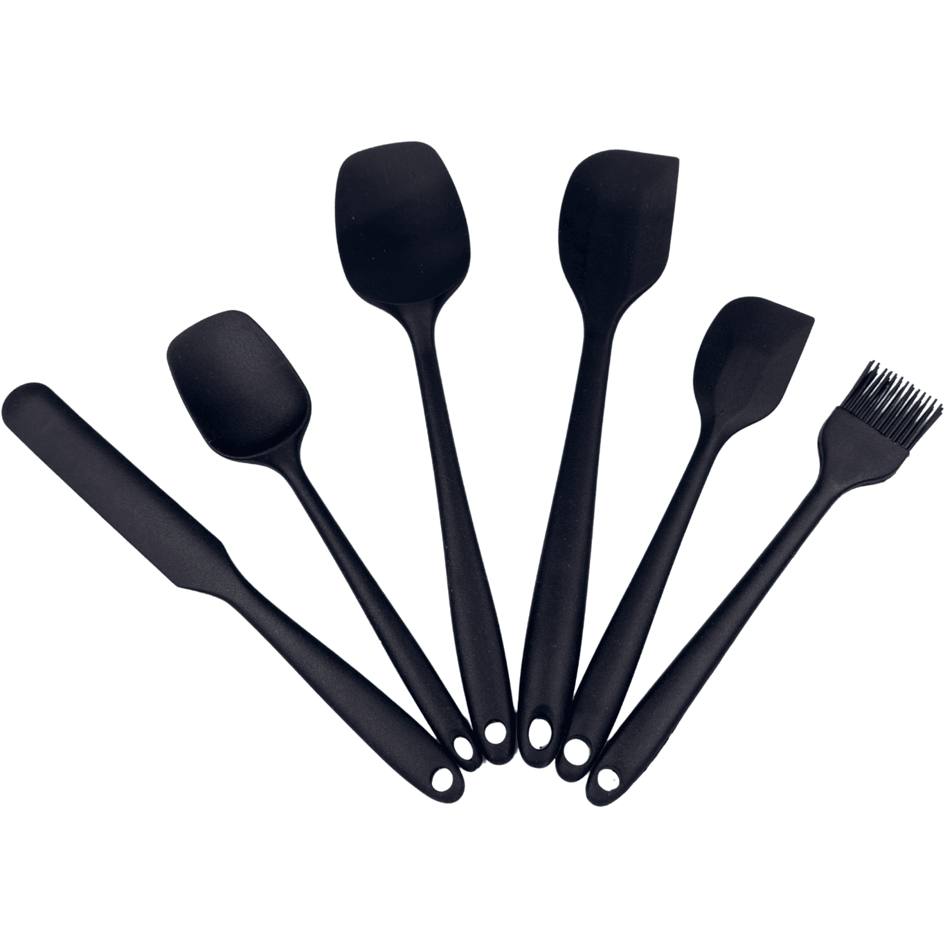 WoIoT Silicone Spatula Set for Cooking (Black, 6 Pcs)